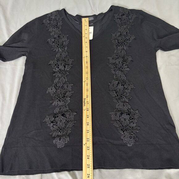 New Lane Bryant Knit Sweater Women Plus Size 14/16 Black Embroidered Stretch - Picture 7 of 7